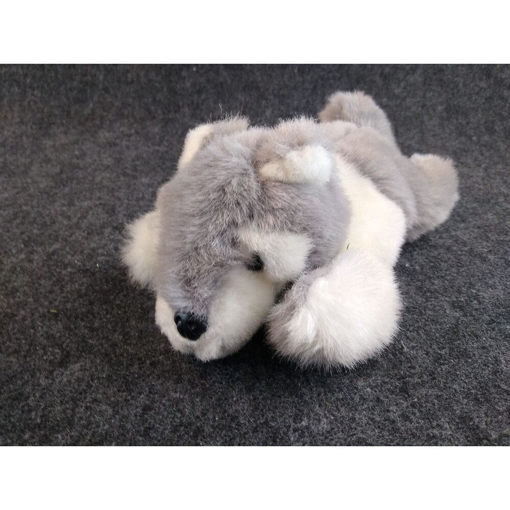 Plush Stuffed Husky Wolf Bean Bag Soft Steven Smith Laying Down 8 inch